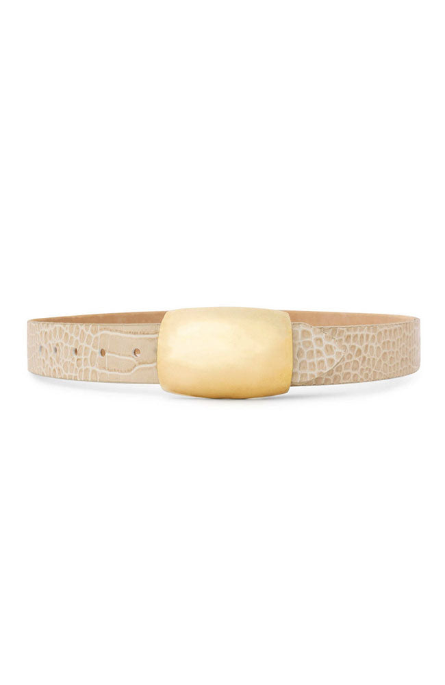 Milou Domed Croc Emb Belt in Ivory