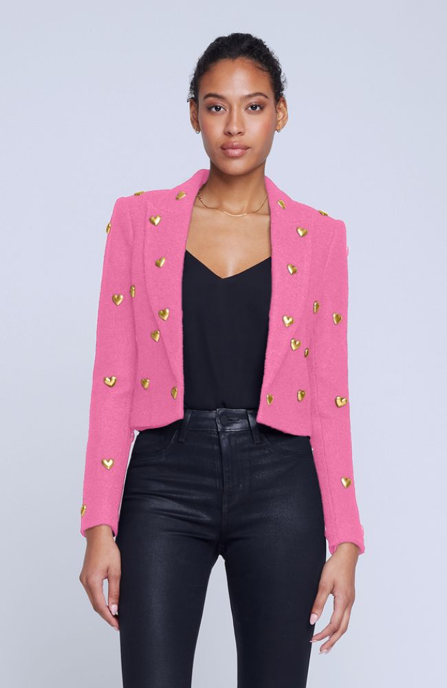 Jen Crop Blazer Hearts