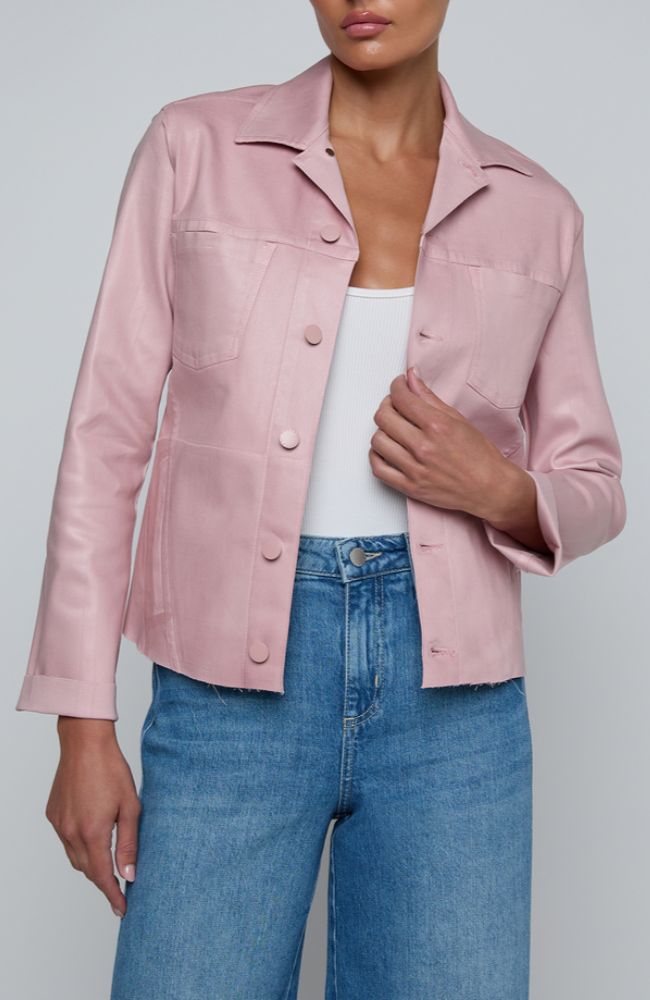 Janelle Slim Raw Jacket in Pale Rose Coated