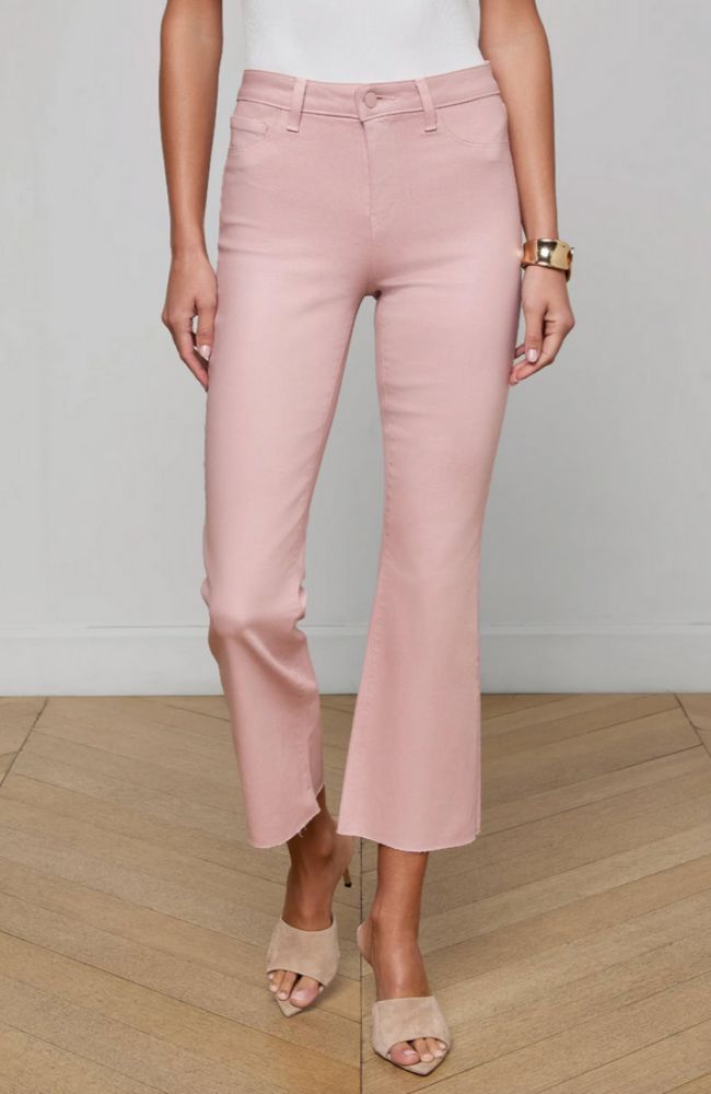 Kendra HR Crop Flare in Pale Rose Coated