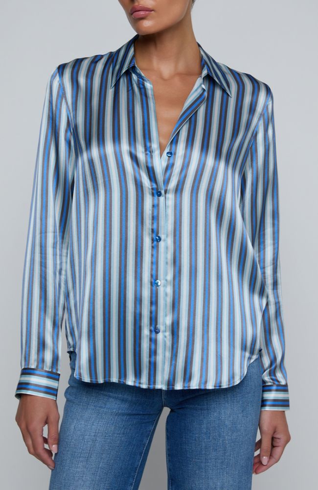 Tyler Blouse in Herringbone Stripe