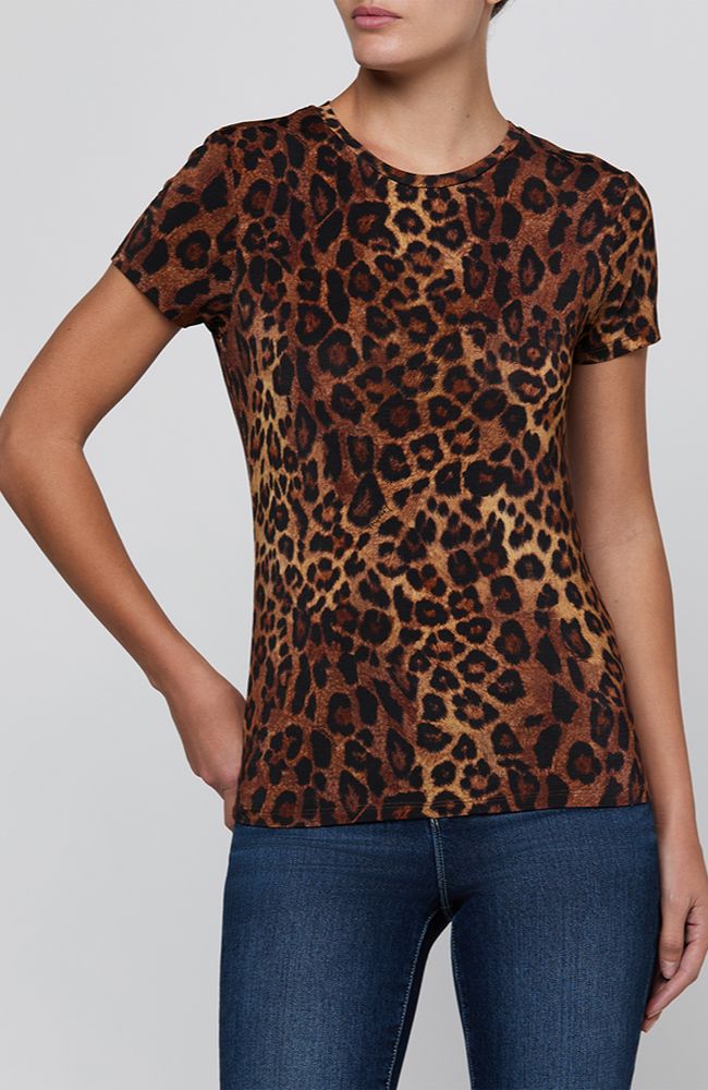 Ressi Short Sleeve Crew in Javan Leopard