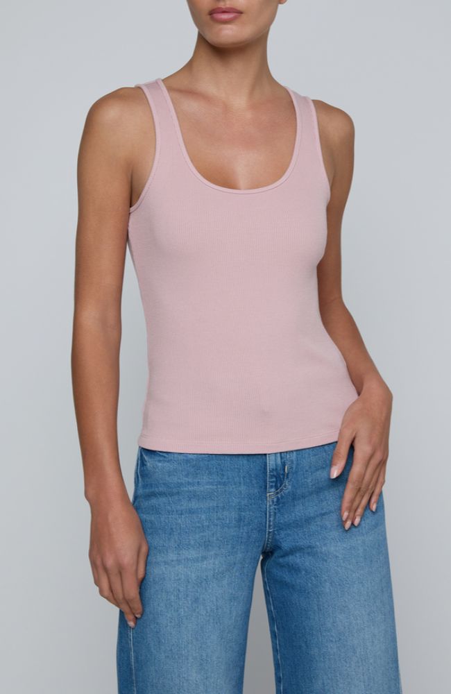 Adira Scoop Neck Tank in Rose