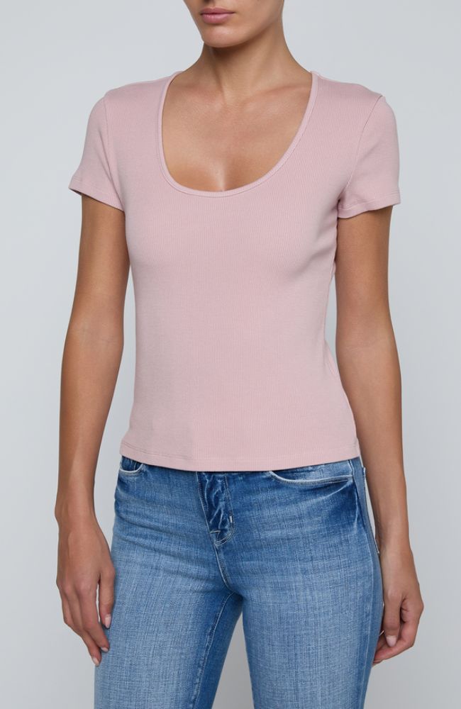 Brynlee Scoop Neck Tee in Rose
