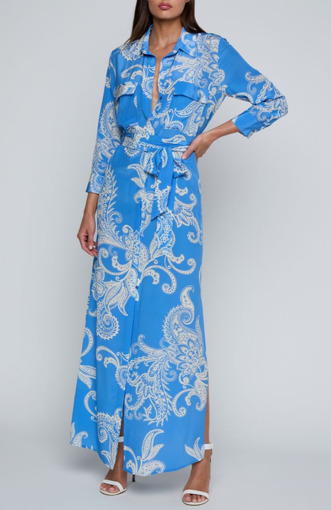 Cameron Long Shirt Dress in Blue