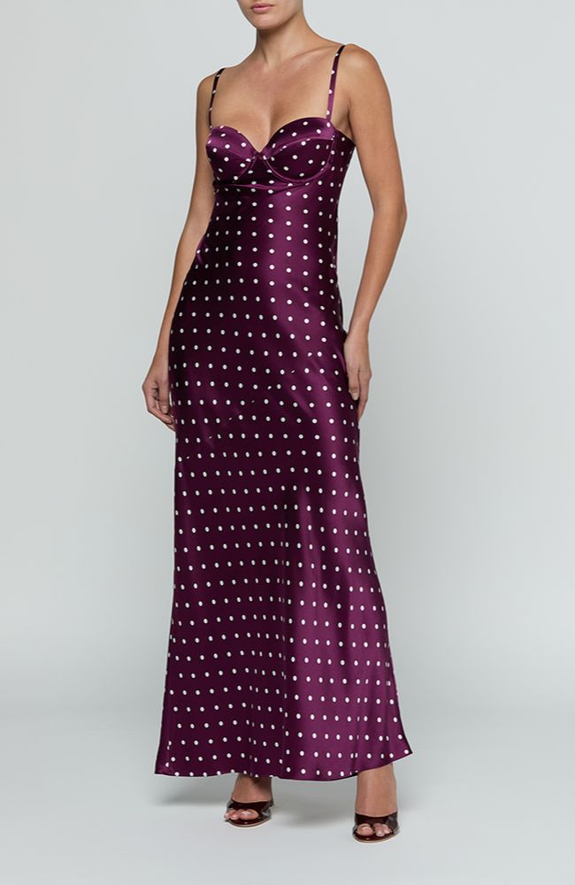 Sayla Bias Cut Maxi in Polka Dot