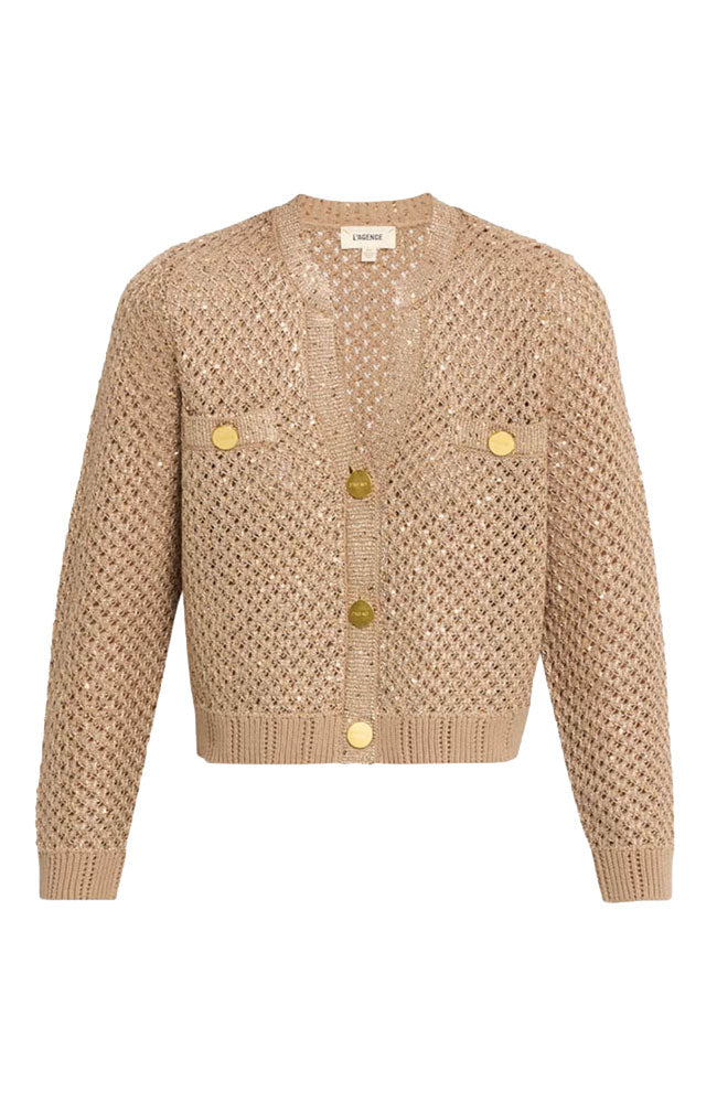 Blanca Sequin Crop Cardi in Dark Cappuccino