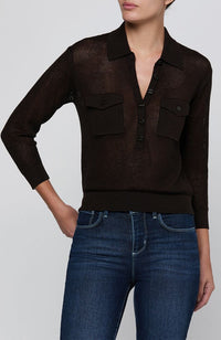Carine Pointelle Collared Swtr