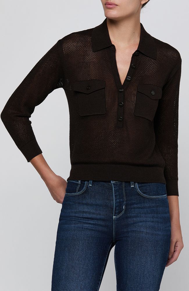 Carine Pointelle Collared Swtr