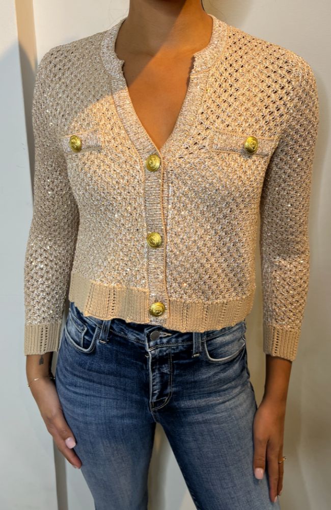 Blanca Sequin Crop Cardigan