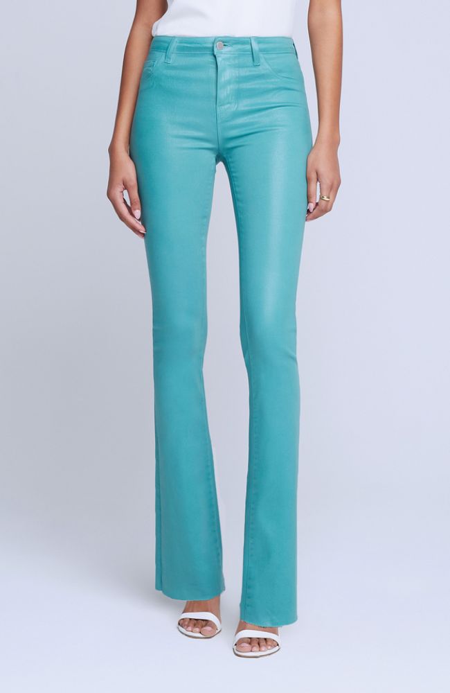Ruth HR Straight Raw Hem Jean in Green Jasper