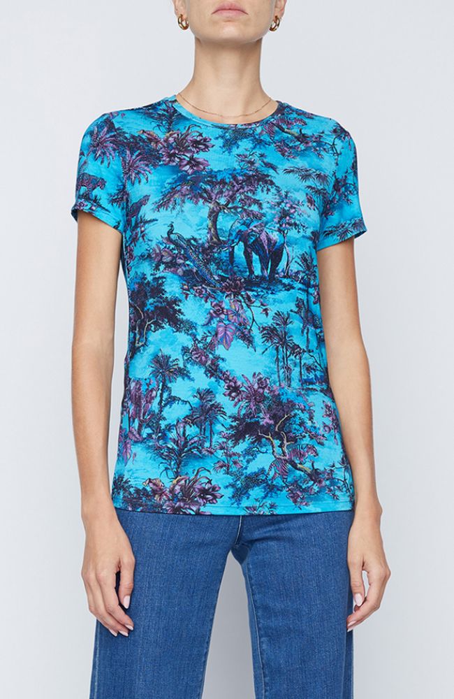 Ressi Short Sleeve Crew in Blue Multi Jungle