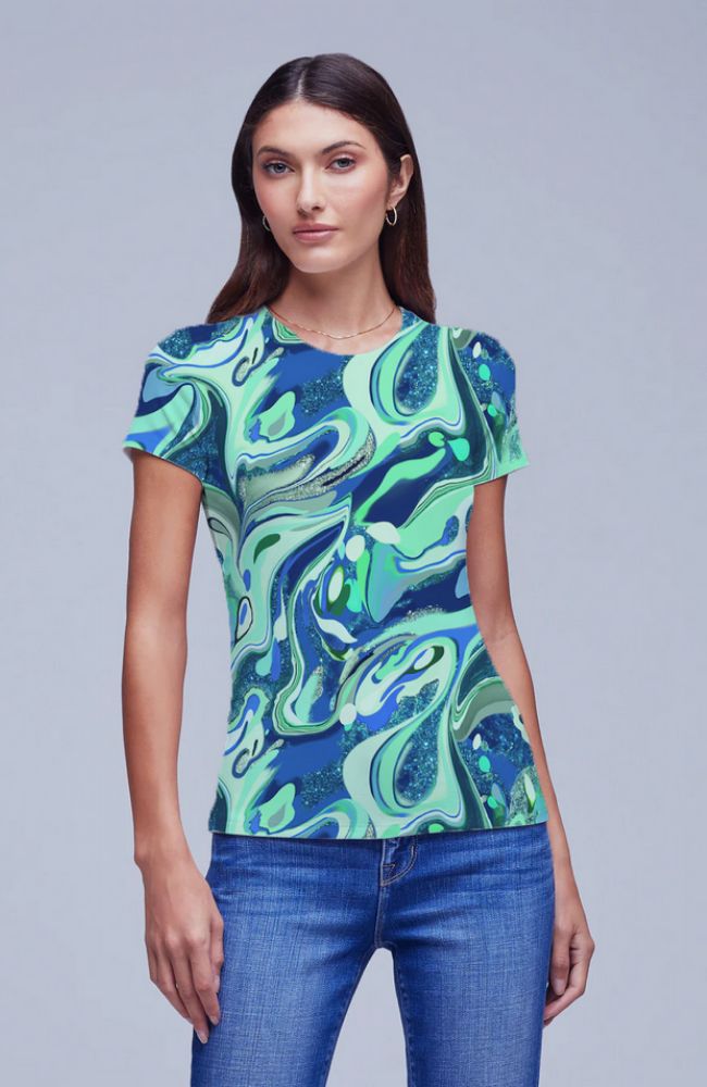 Ressi Short Sleeve Crew in Mint Multi Tie Dye