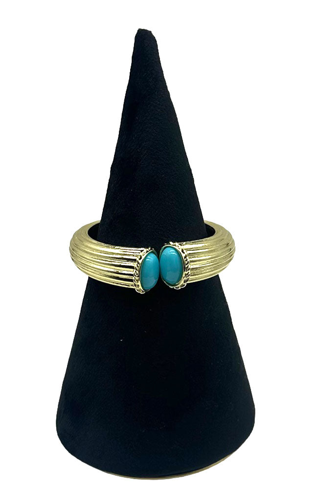 Gold Hinge Bangle Turq