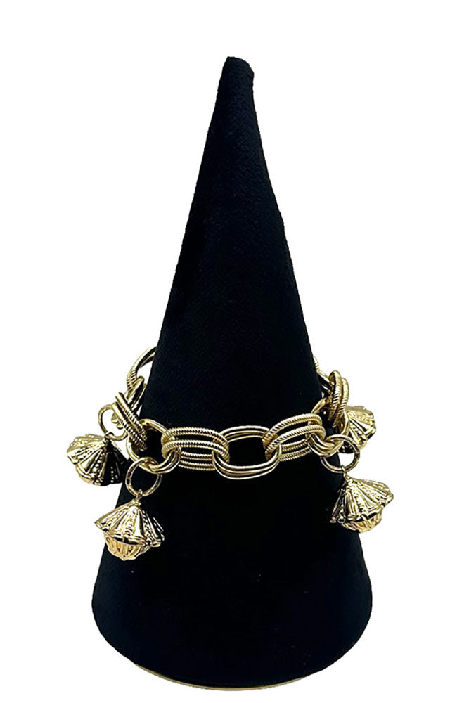 Large Link Chain Bracelet Black Enamel