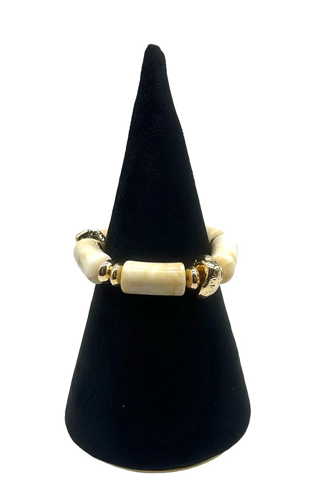 Cream Cylinder Bead Bracelet