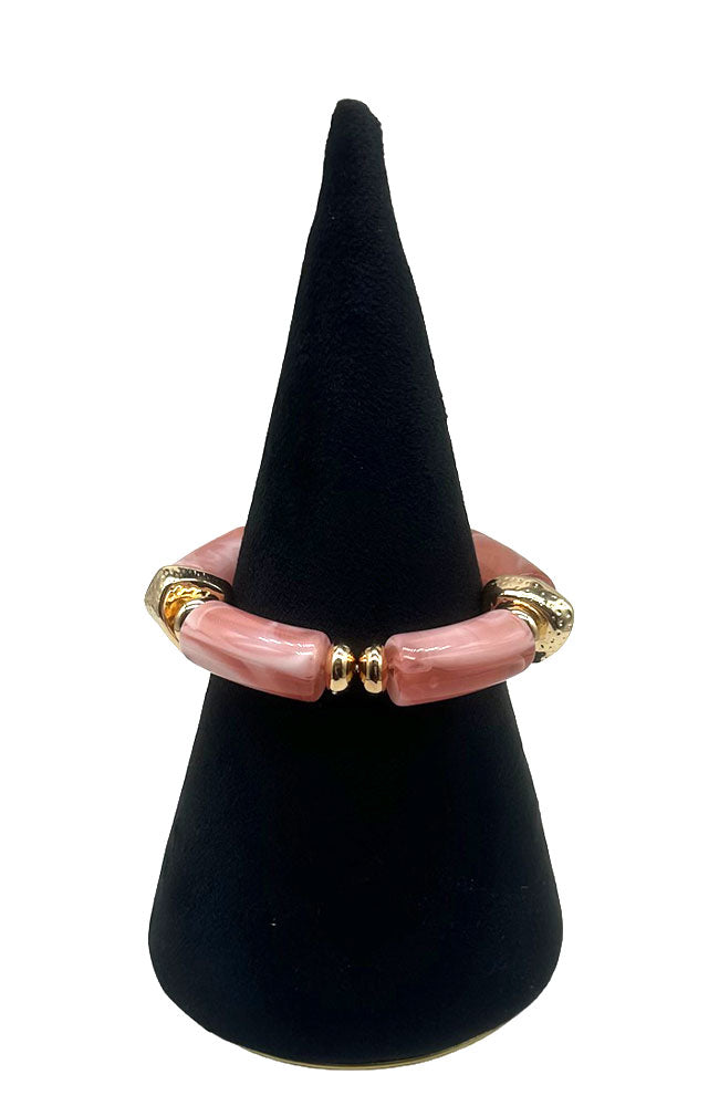 Pink Cylinder Bead Bracelet