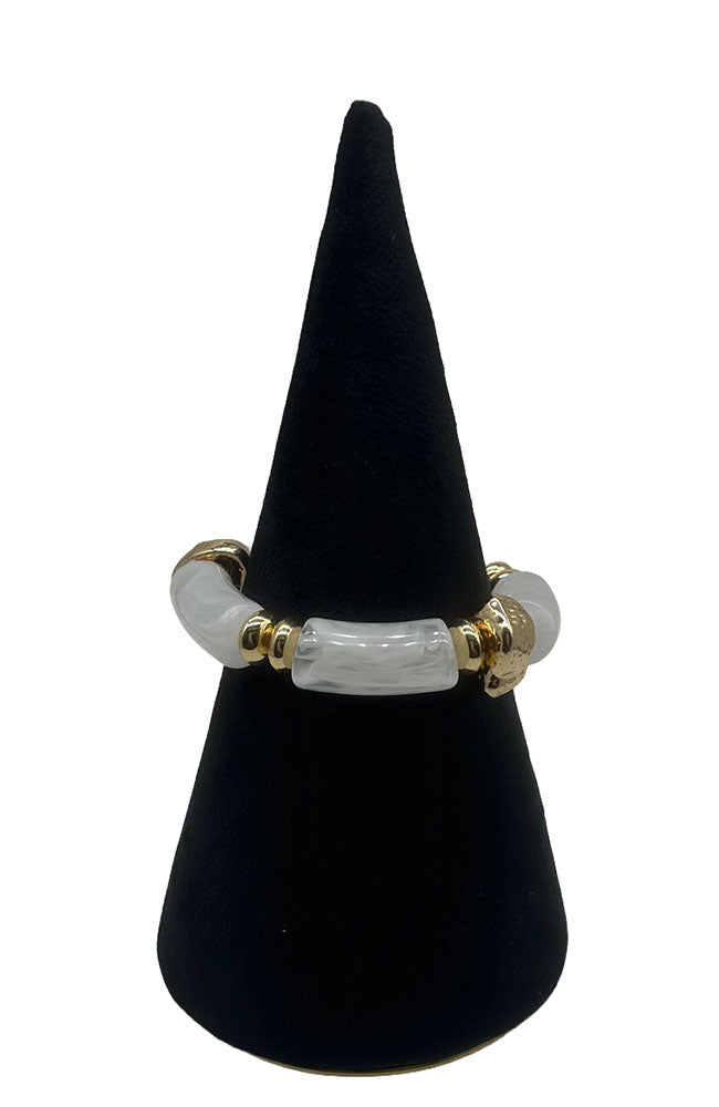 White Cylinder Bead Bracelet