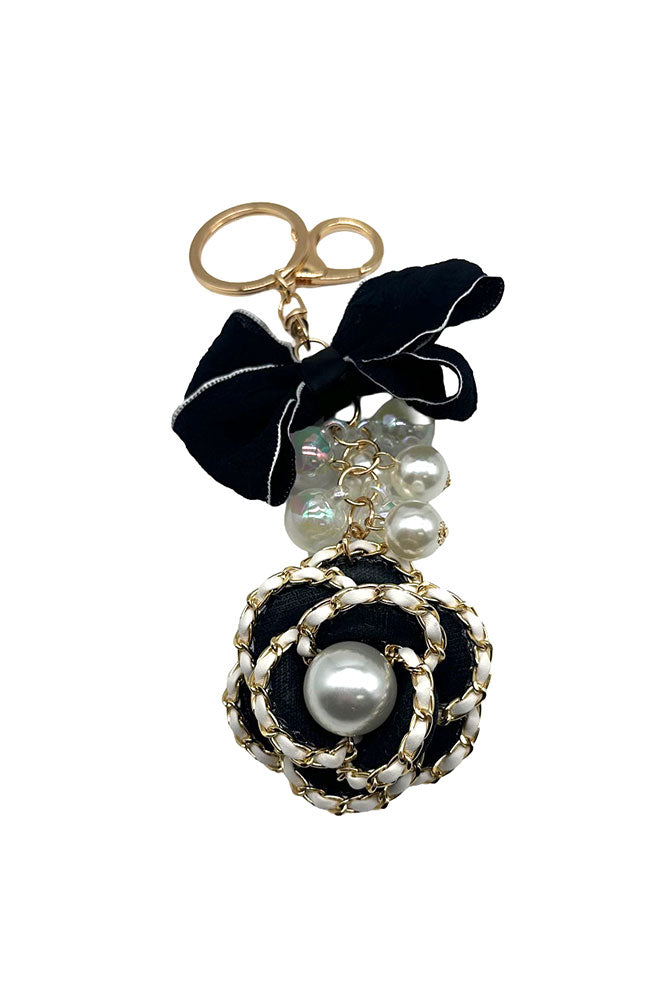 Purse Charm Black Bow Black Flower