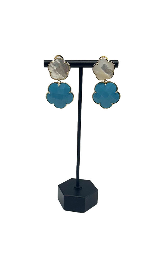 Turq Double Clover Earrings