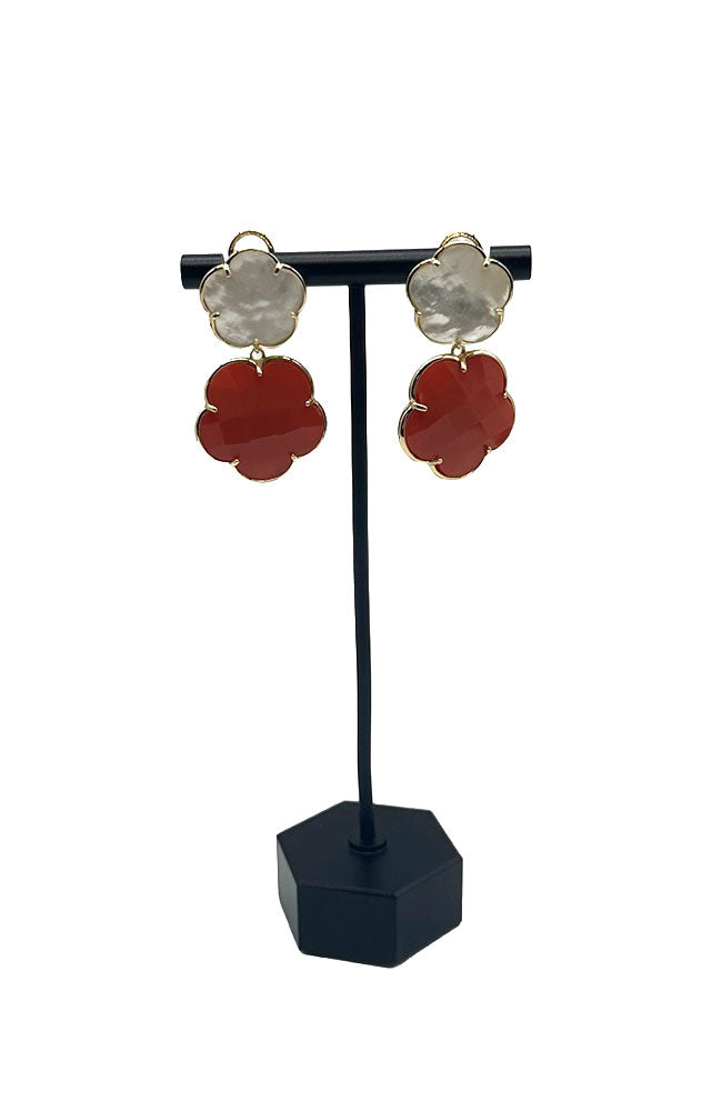 Orange Double Clover Earrings