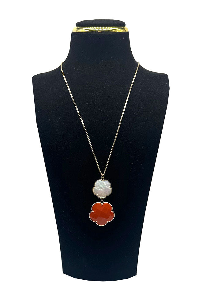 Orange Double Clover Necklace