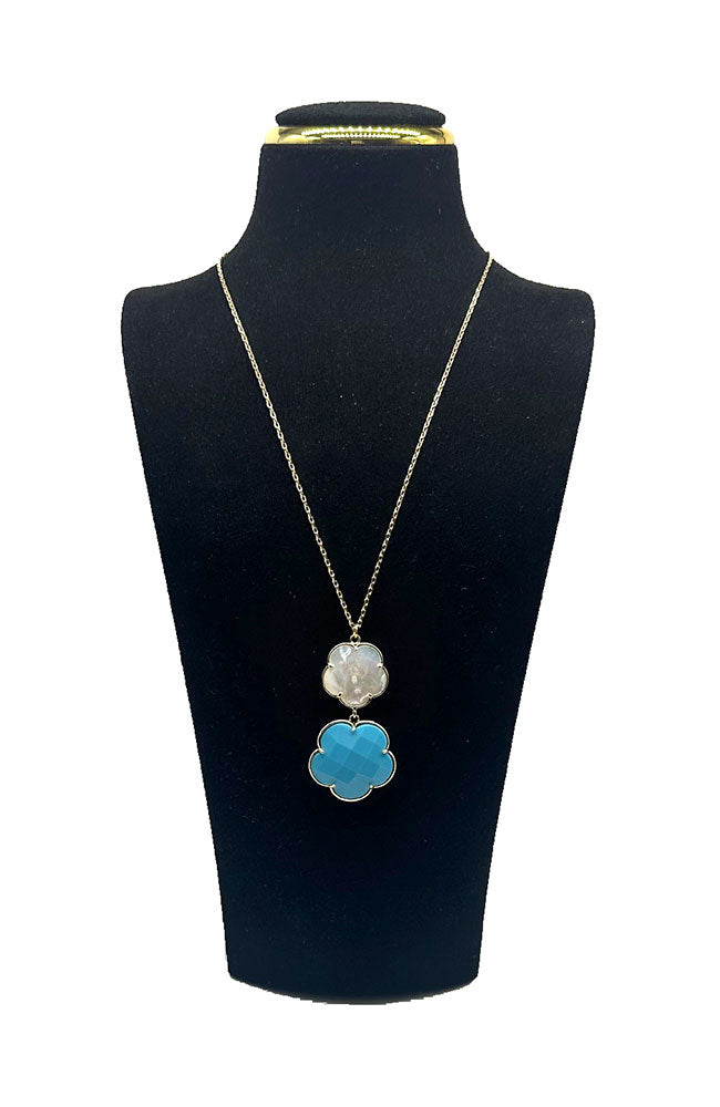 Turq Double Clover Necklace