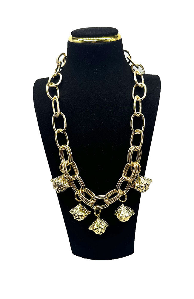Large Link Chain Necklace Black Enamel