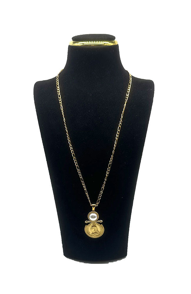Pearl Gold Coin Necklace