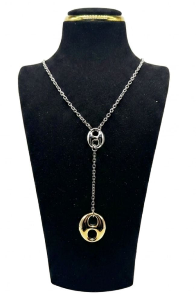 Double Two Tone Tab Necklace