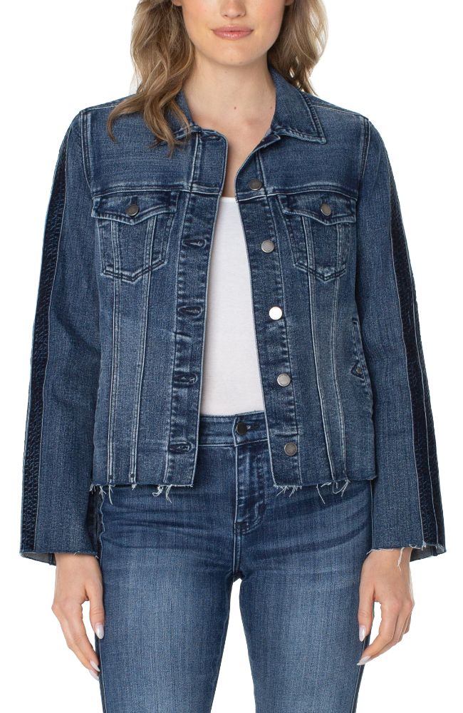 Frayed Jean Jacket with Velvet