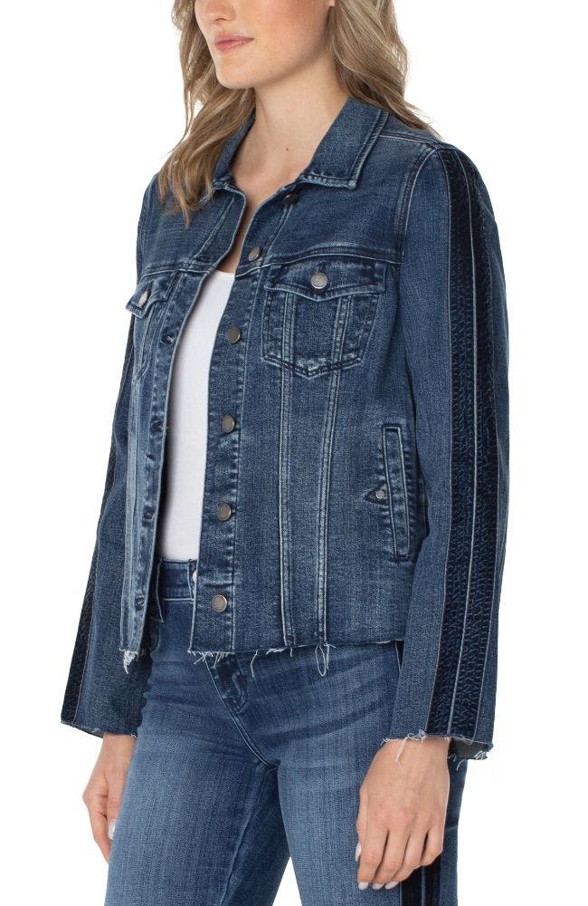 Frayed Jean Jacket with Velvet