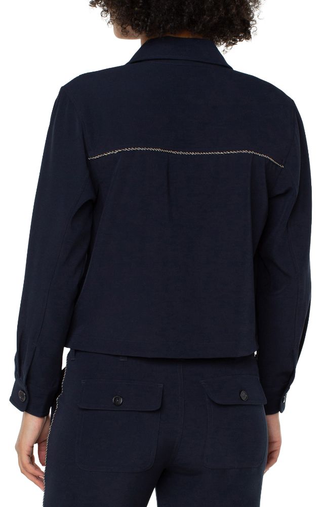 Cropped Shacket Chain Trim