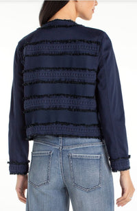 Collarless Jacket with Fray