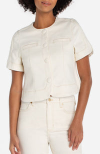 Collarless SS Cropped Jacket