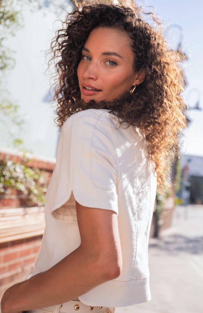 Collarless SS Cropped Jacket