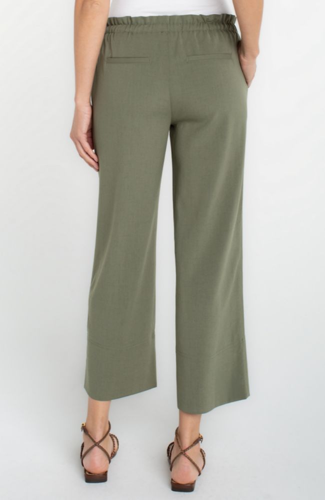 Tie Waist Wide Leg Ankle Pant
