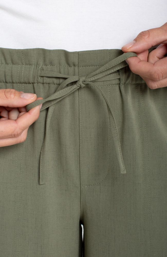 Tie Waist Wide Leg Ankle Pant