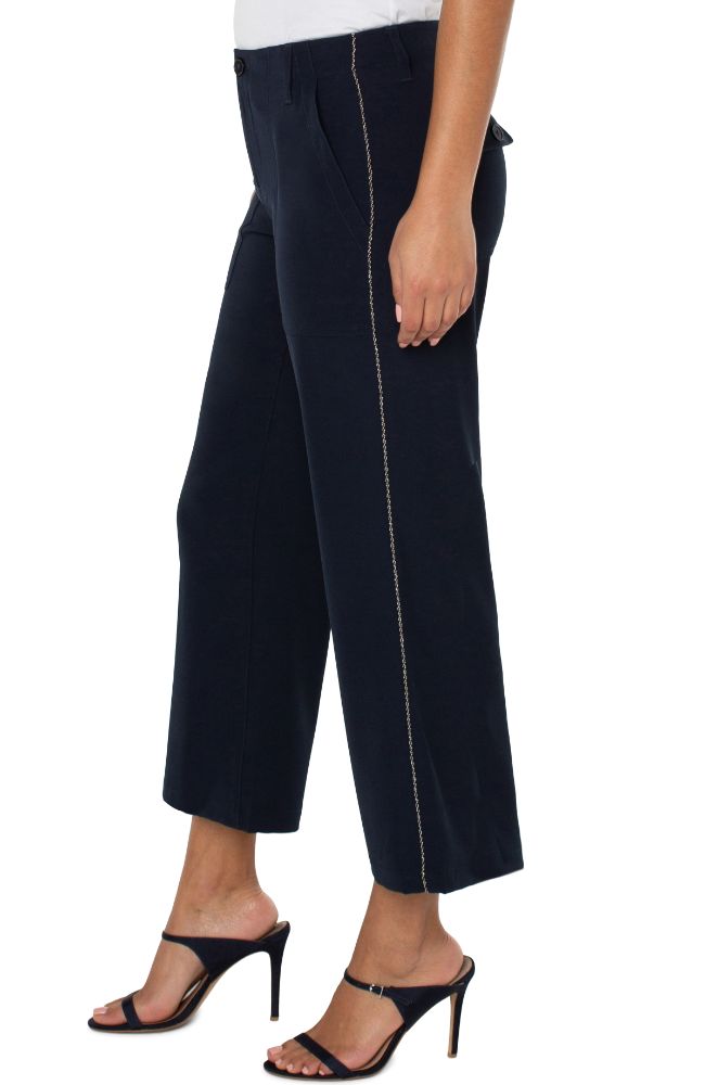 Cargo Crop Wide Leg Chain Trim