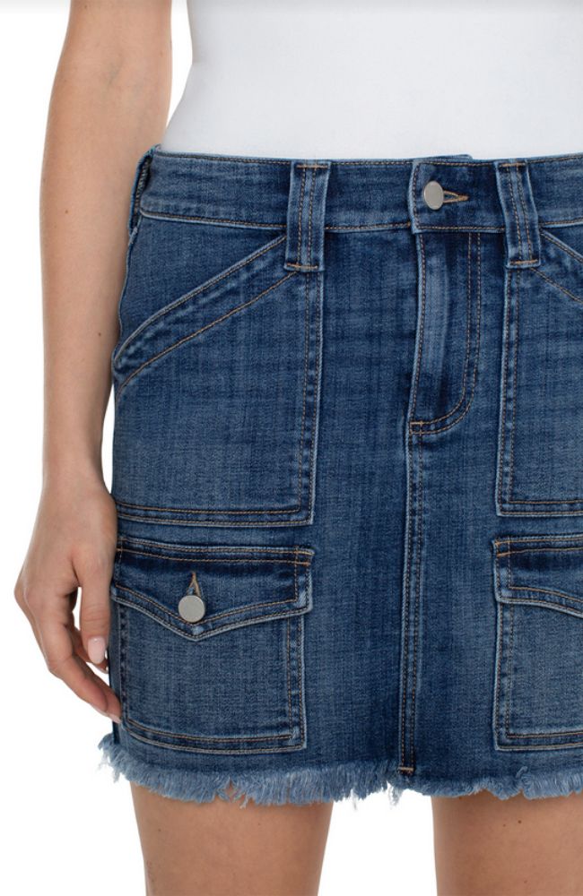 Cargo Skirt with Fray Hem