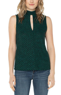 Mock Neck Miter Front Knit Top