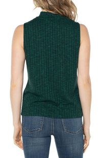 Mock Neck Miter Front Knit Top