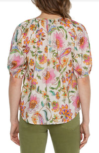 SS Button Front Shirred Top