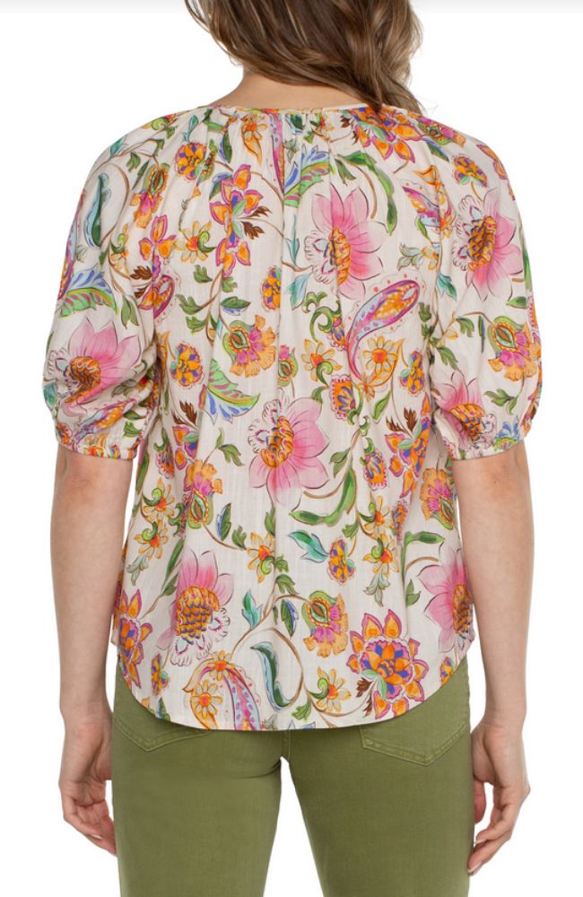 SS Button Front Shirred Top