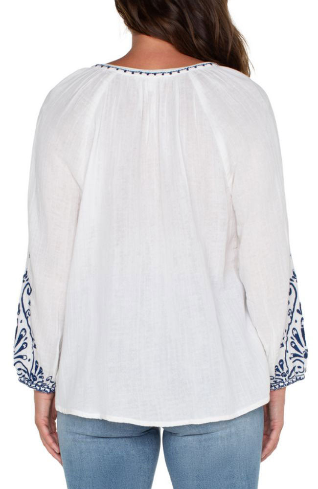 LS Embroidered Gauze Woven Top
