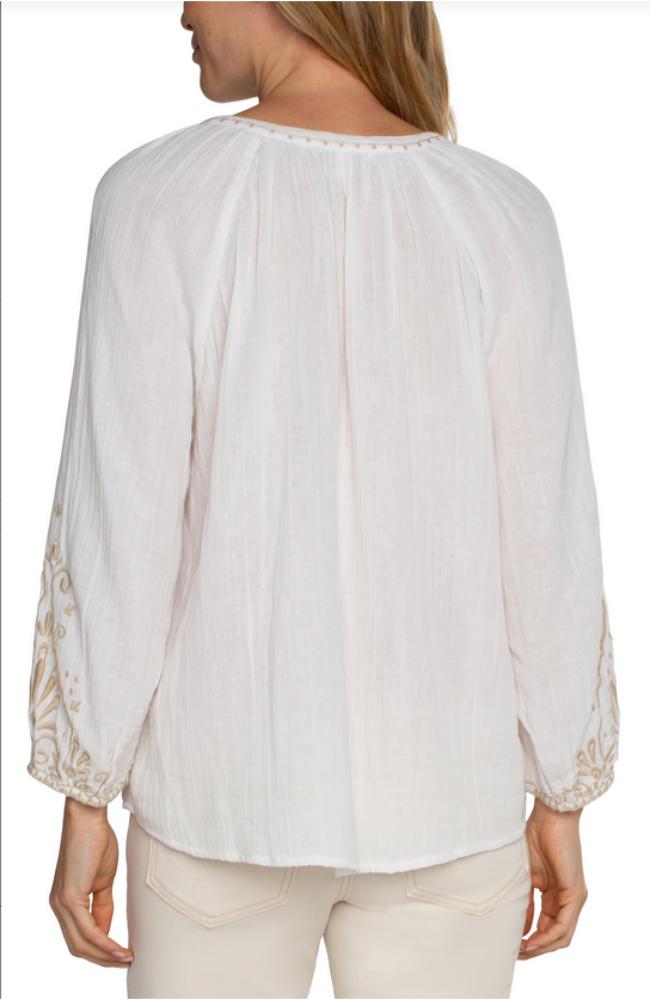 LS Embroidered Gauze Woven Top