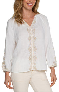 LS Embroidered Gauze Woven Top