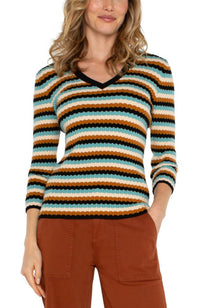 3/4 Sleeve V Neck Sweater