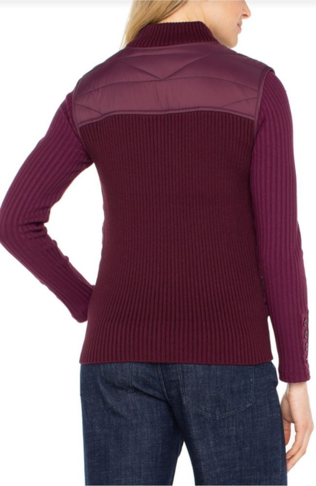 Quilted Front Zip Sweater Vest