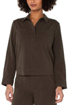 Popover Shirt with Elastic at Waist